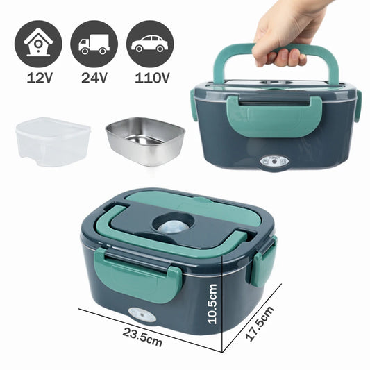 B10-1292 in Stock 110V and 12V 60W Stainless Steel Portable Food Warmer Heater 1.5L Electric Lunch Box for Car and Home