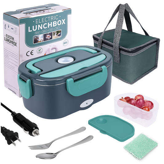 110V/12V/24V 40W 60W 80W Warmer Lunch Box Food Heater 2 Compartments Electric Lunch Box for Adults Car Truck Work Travel