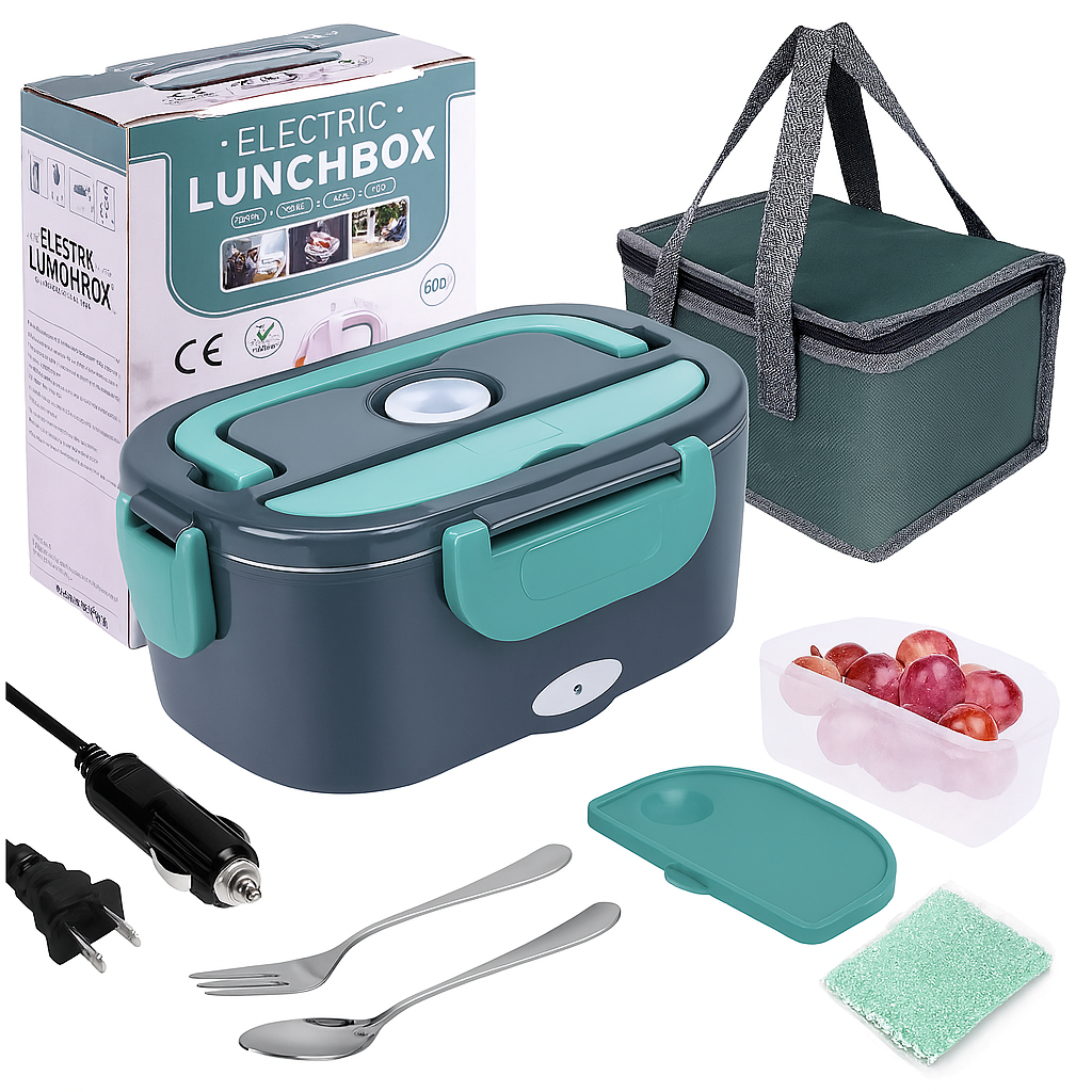 110V/12V/24V 40W 60W 80W Warmer Lunch Box Food Heater 2 Compartments Electric Lunch Box for Adults Car Truck Work Travel